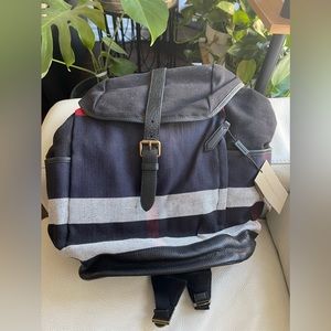 Burberry Navy Canvas Check Drifton Backpack BNWT
